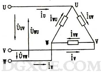 三相电路负载的三角形连接及相/线电压电流关系