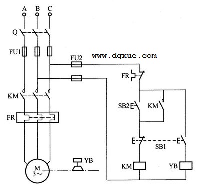 两款电磁抱闸给电动机制动电路接线图